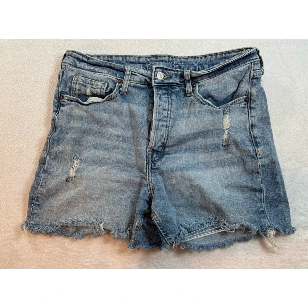 Women's Old Navy High-Waisted O.G. Straight Ripped Cut-Off Jean‎ Shorts Size 12